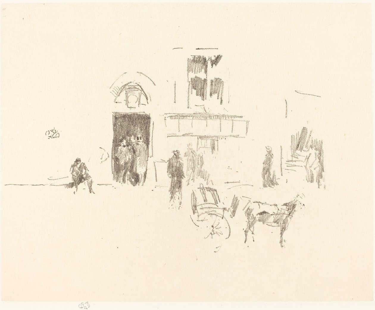 Gaiety Stage Door, 18791887. av James Abbott McNeill Whistler