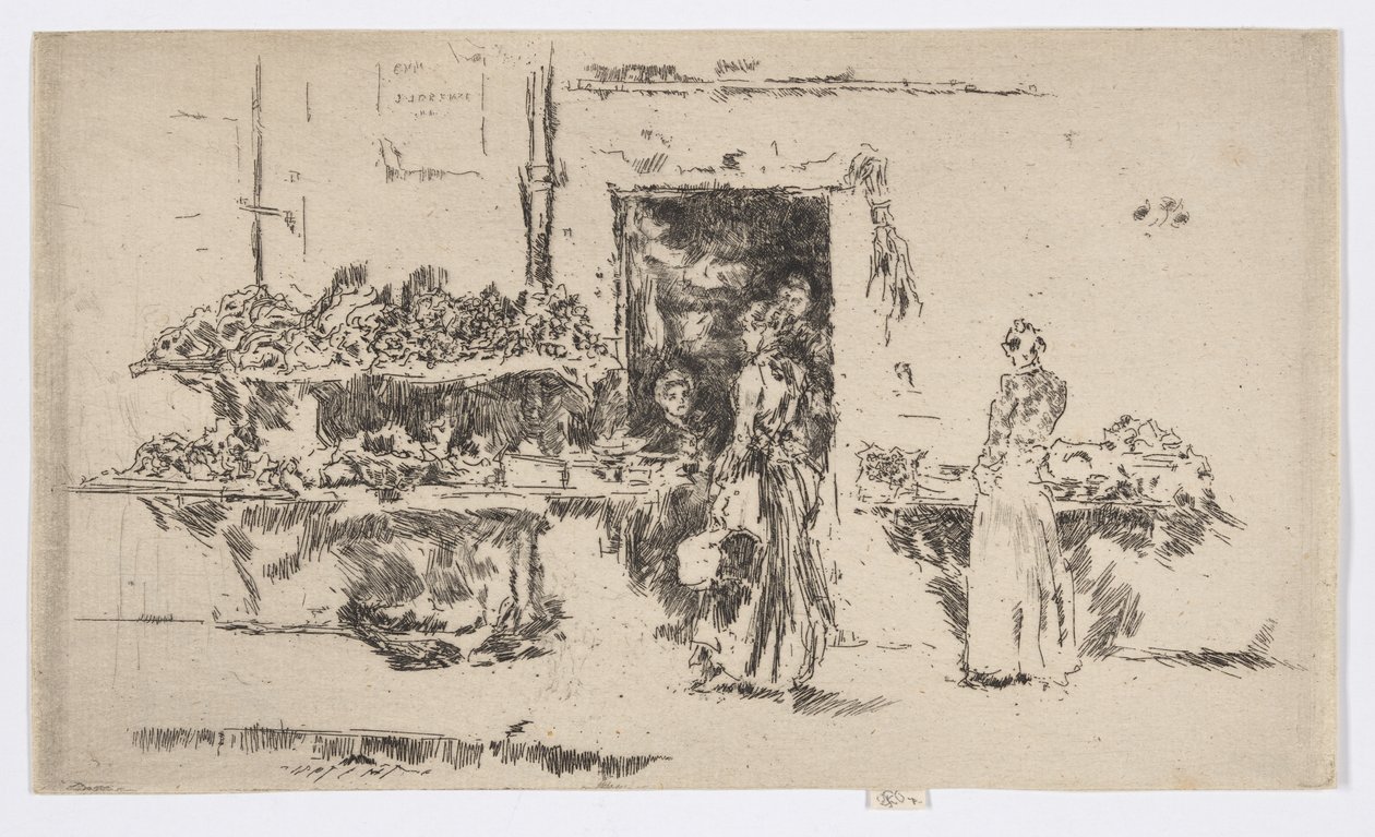 Grønnsaksbutikken, Paris, ca. 1892–93 (etsing; blekk på papir) av James Abbott McNeill Whistler