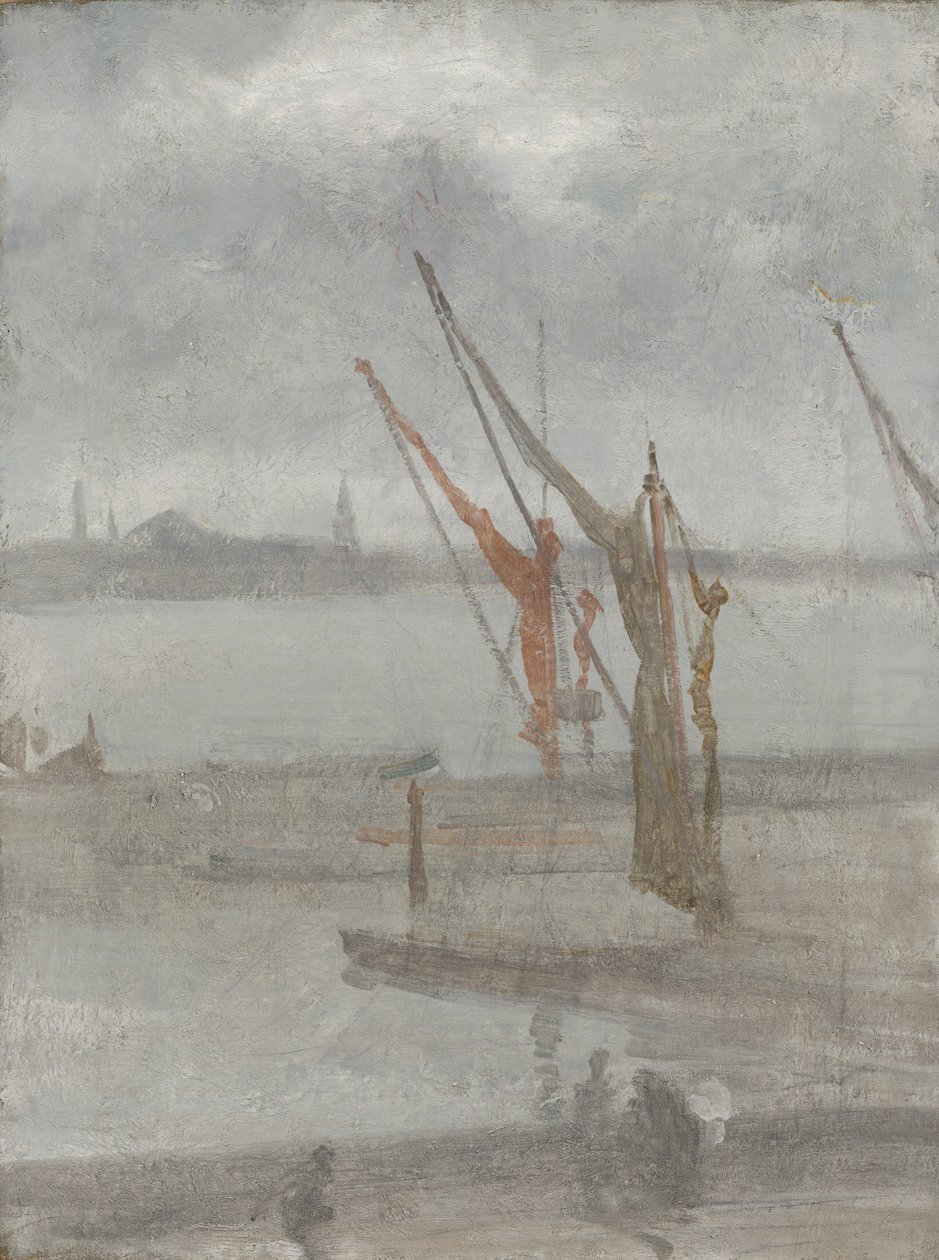 Grå og sølv: Chelsea Wharf, ca. 18641868. av James Abbott McNeill Whistler