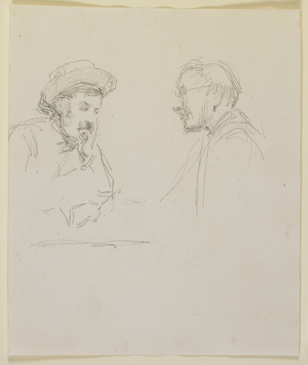 Hoder til to menn, ca. 1855-59 (blyant på off-white vevd papir) av James Abbott McNeill Whistler