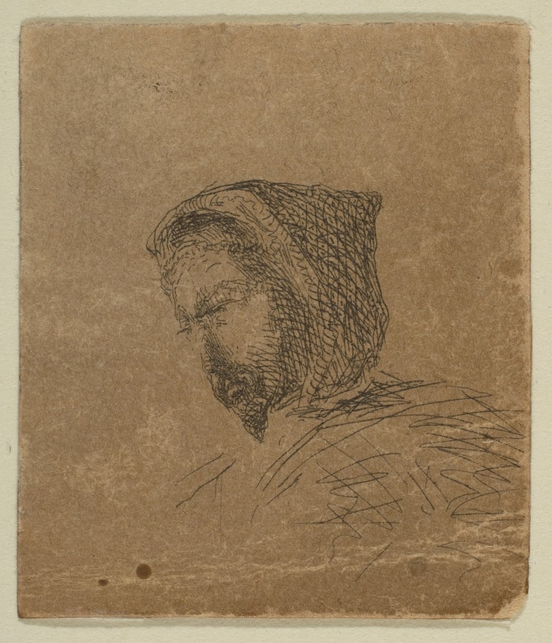 Mannshode med hette fra Sketches on the Coast Survey Plate, 1854-55. av James Abbott McNeill Whistler