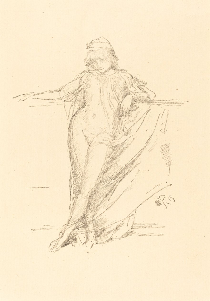 Liten drapert figur, skjev, 1893. av James Abbott McNeill Whistler