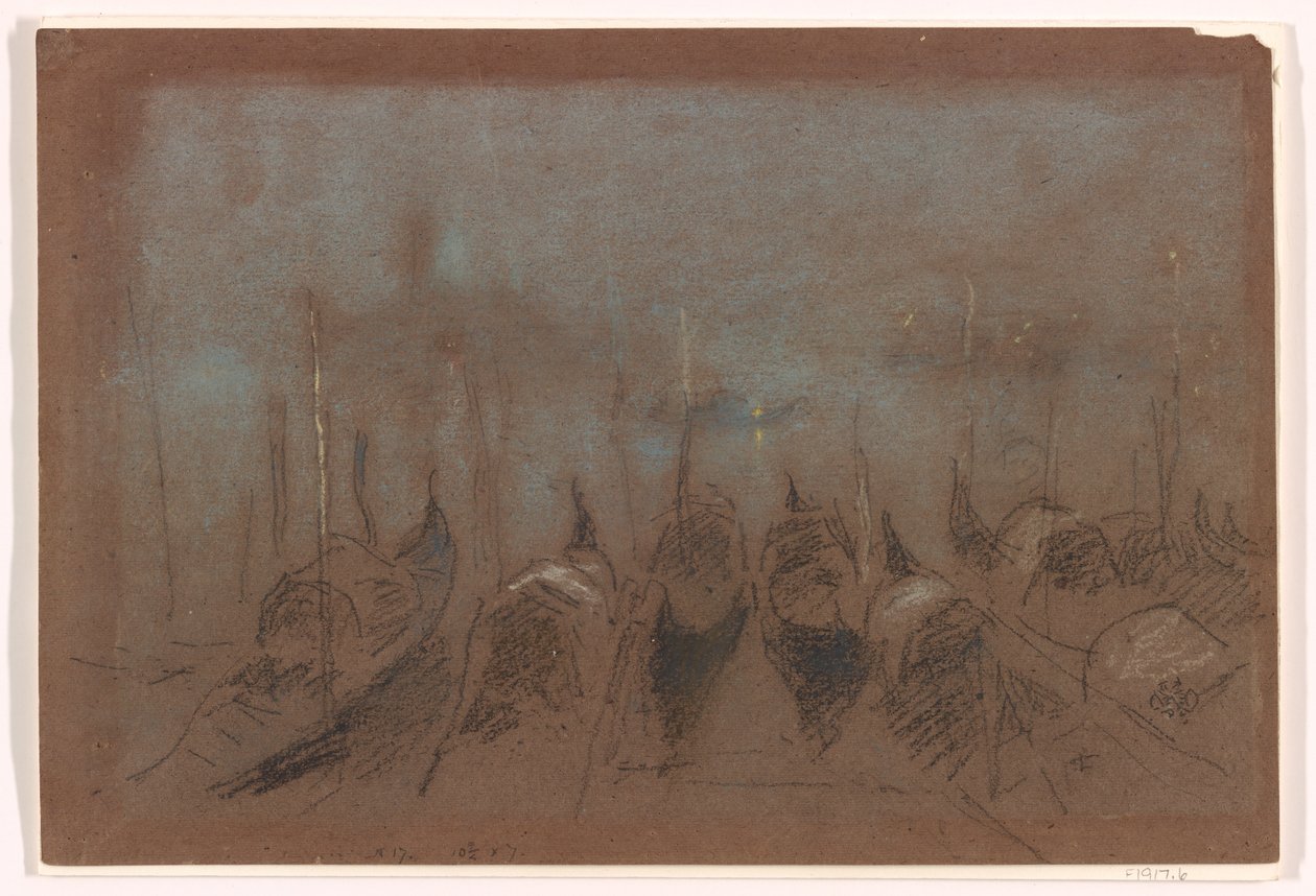 Nocturne, San Giorgio, 1880 (kritt på gråbrunt papir) av James Abbott McNeill Whistler