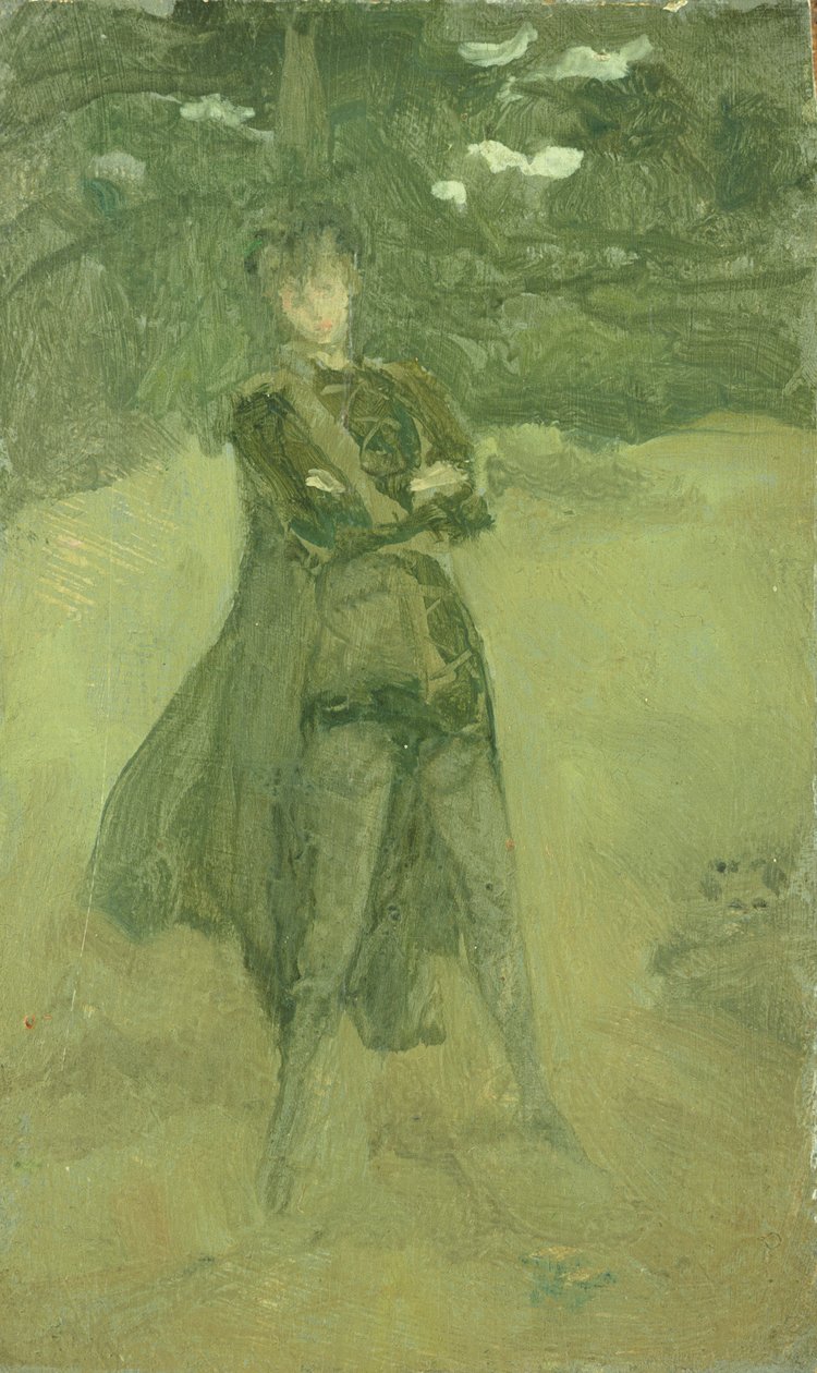 Notat i grønt og brunt: Orlando i Coombe, ca. 1884-85 av James Abbott McNeill Whistler