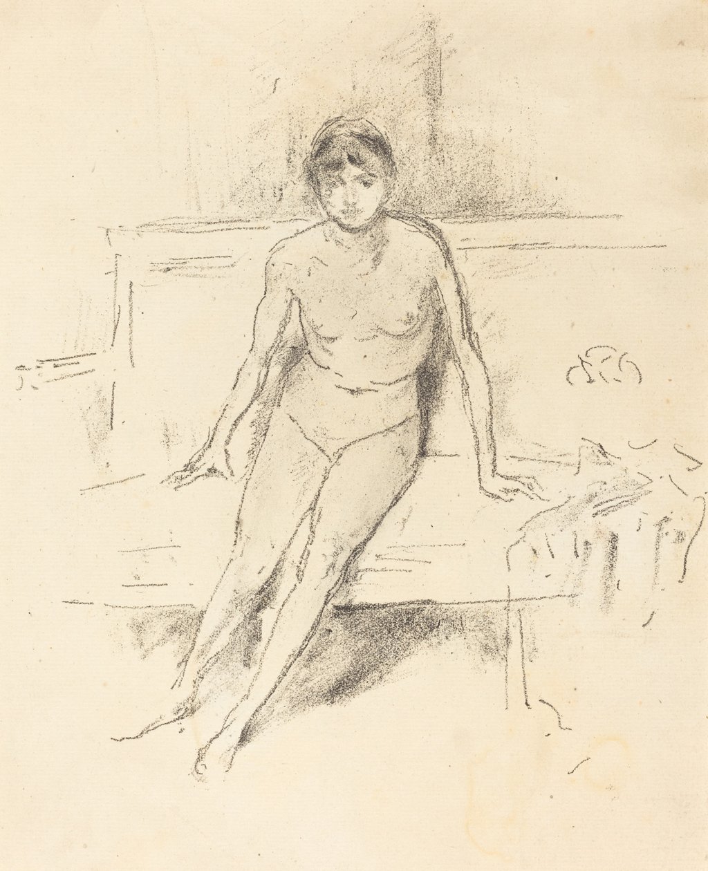 Nakenmodell på en Empire-sofa, 1893. av James Abbott McNeill Whistler