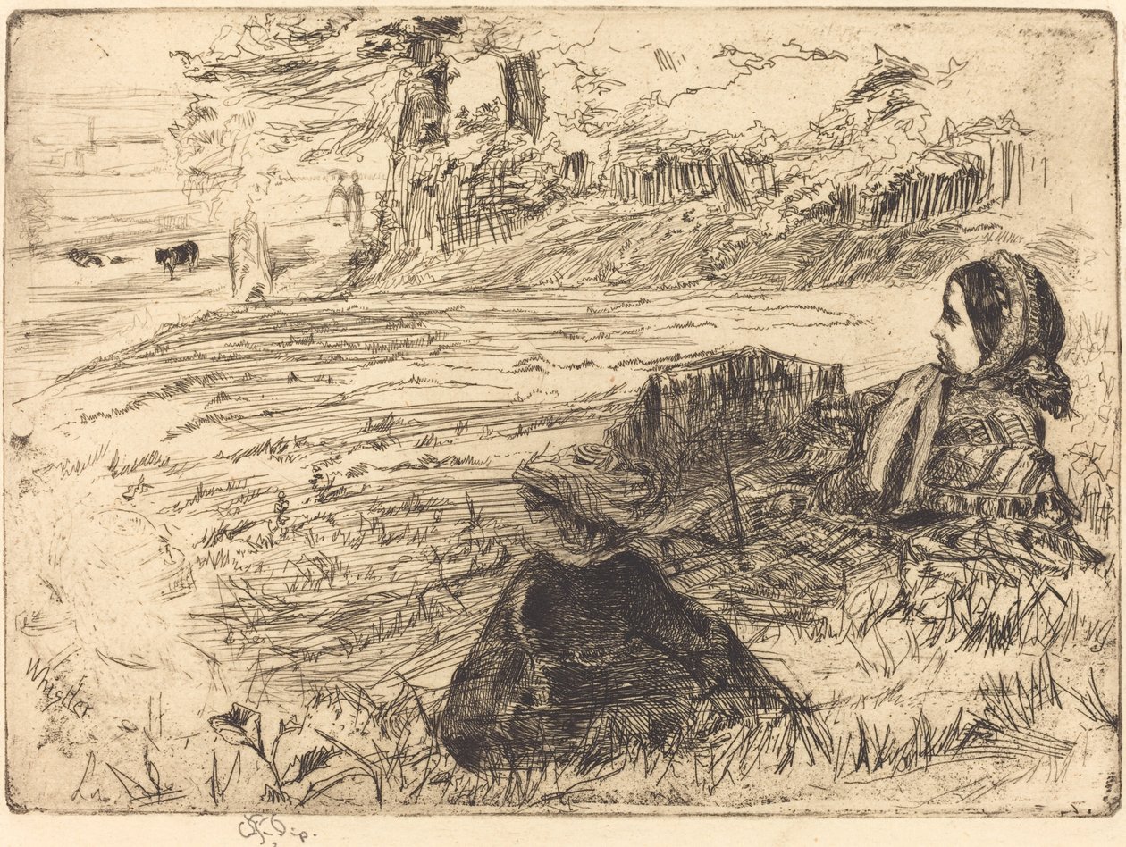 Barnepike og barn, 1859. av James Abbott McNeill Whistler