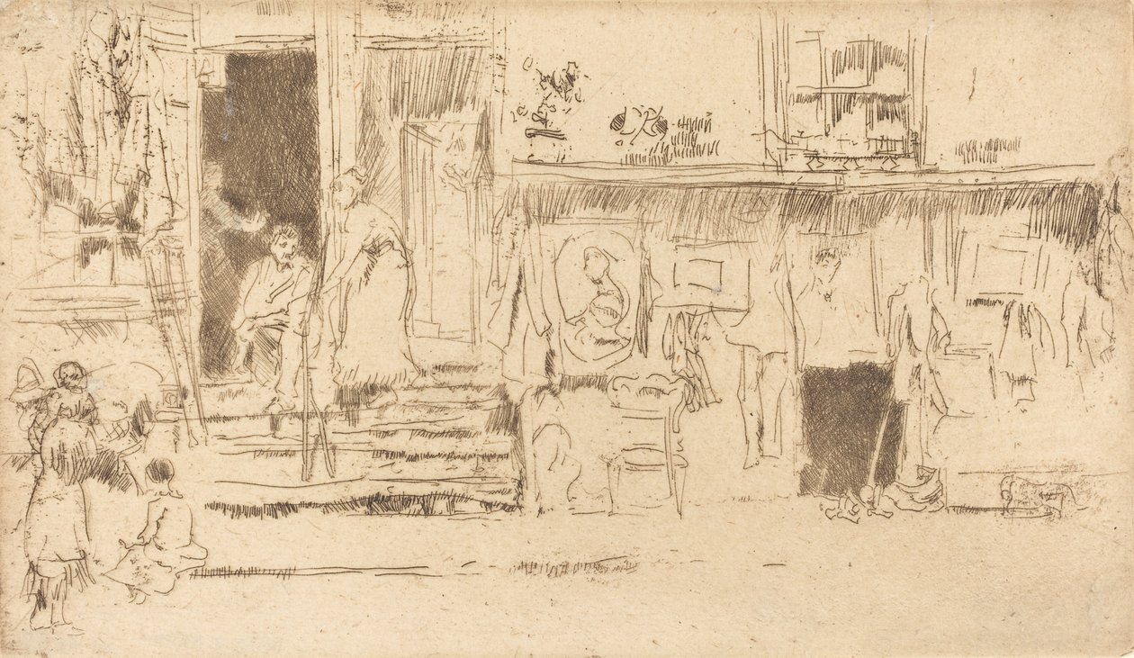 Gammelklærbutikk, nr.II, ca. 18841886. av James Abbott McNeill Whistler
