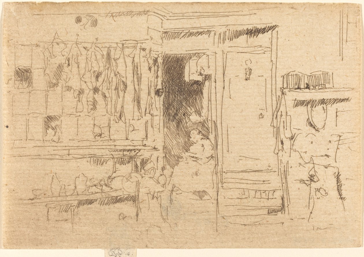 Gammelklærbutikk, No.I, ca. 18841886. av James Abbott McNeill Whistler