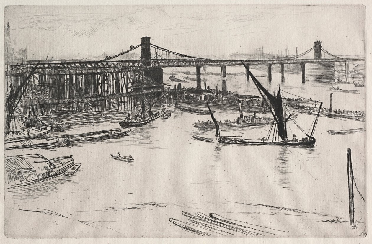 Old Hungerford Bridge. av James Abbott McNeill Whistler
