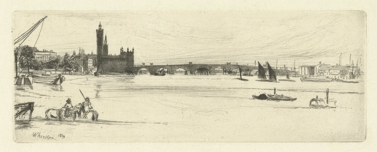 Old Westminster Bridge Seksten etsninger av scener på Themsen og andre emner (serietittel) av James Abbott McNeill Whistler