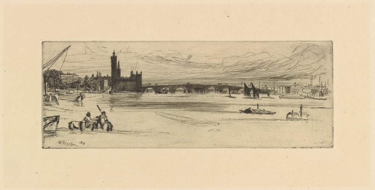 Old Westminster Bridge, 1859. av James Abbott McNeill Whistler