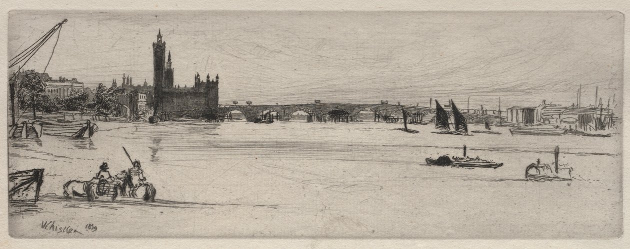 Old Westminster Bridge, 1859. av James Abbott McNeill Whistler