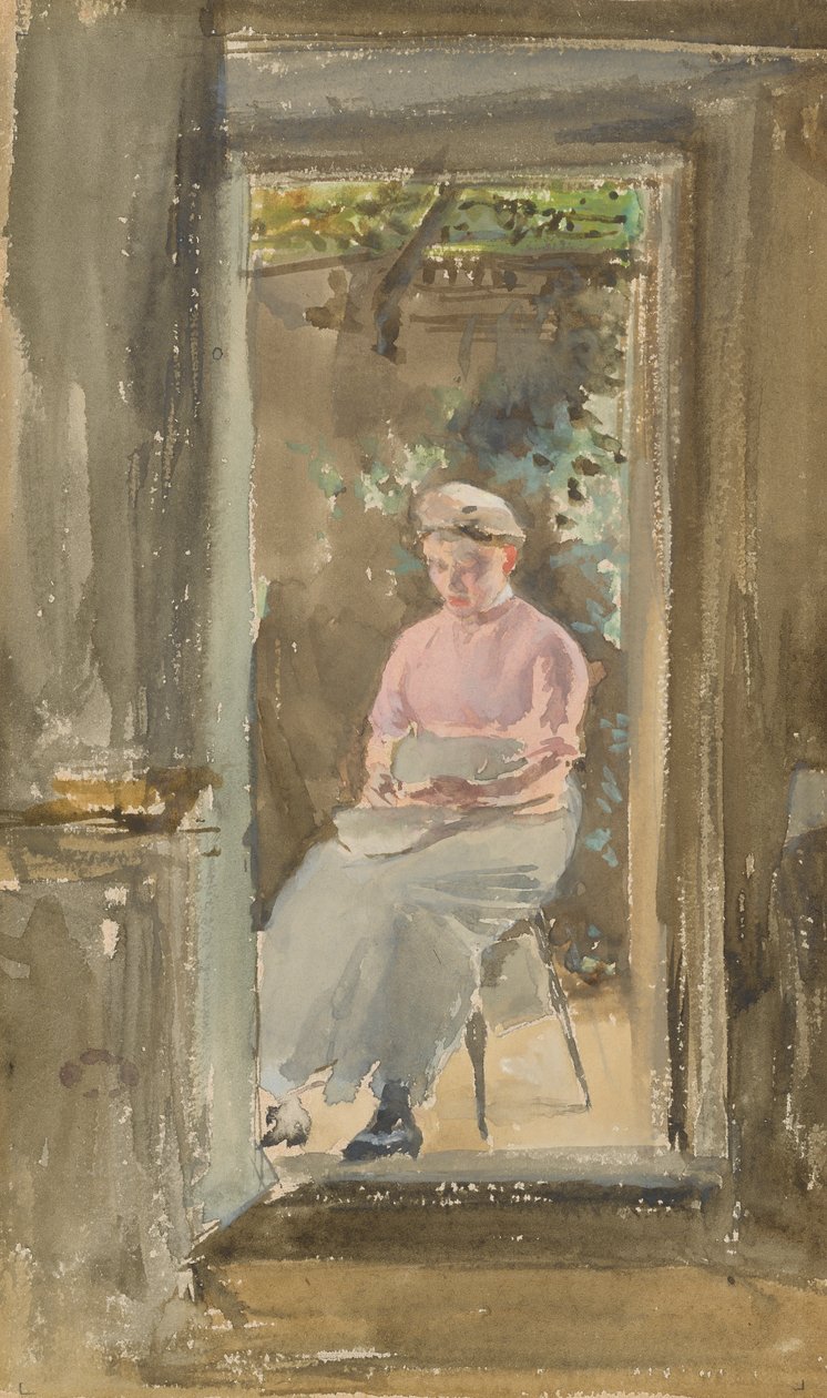 Rosa notat - Shelling Peas, 1882-1884. av James Abbott McNeill Whistler
