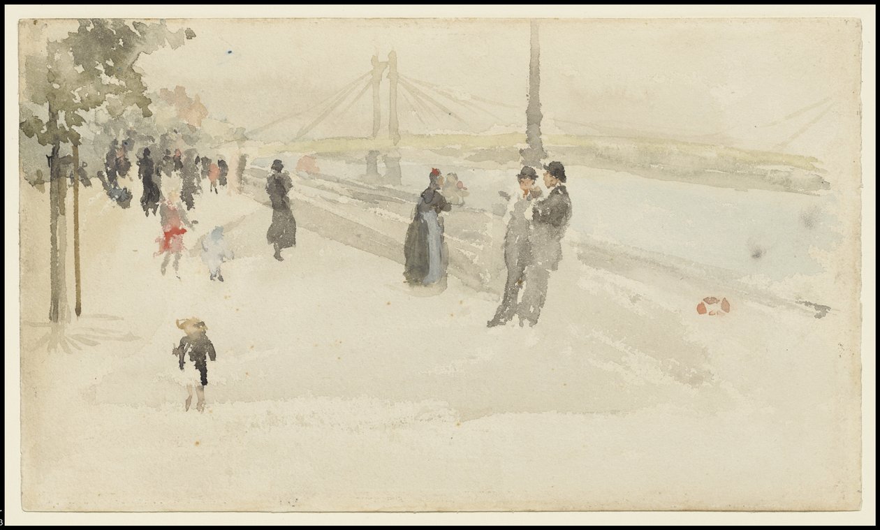 Rosa og sølv - Chelsea, the Embankment, ca. 1885 av James Abbott McNeill Whistler