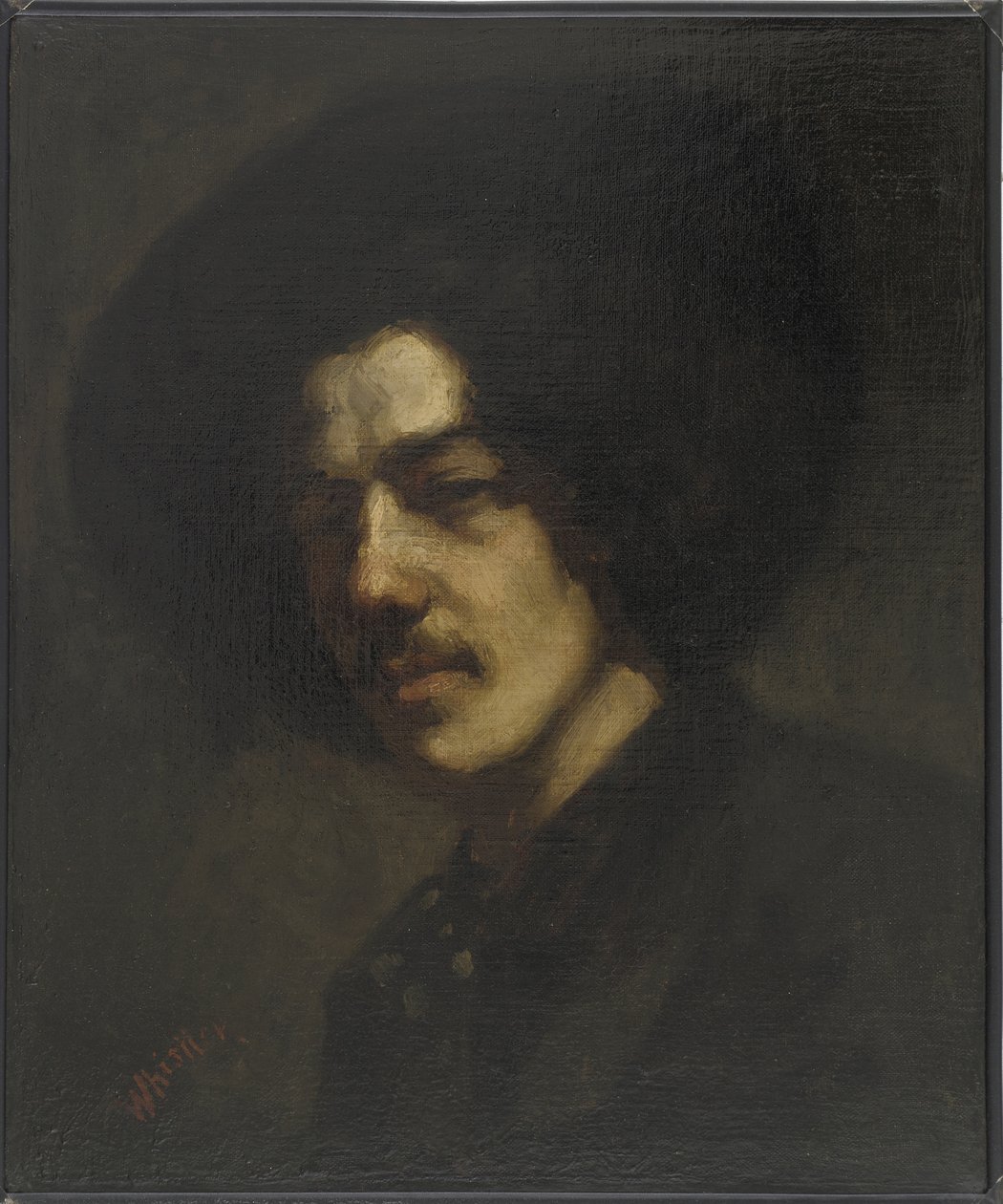 Portrett av Whistler med en hatt, 1857-59 av James Abbott McNeill Whistler