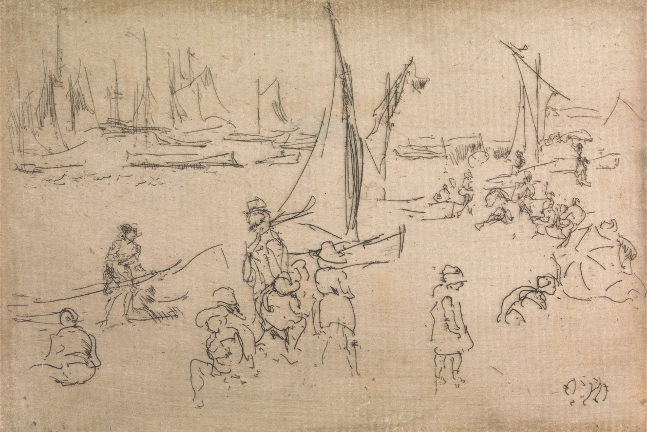 Portsmouth Children, fra et sett med tolv etsninger med tittelen The Naval Review, 1887 av James Abbott McNeill Whistler