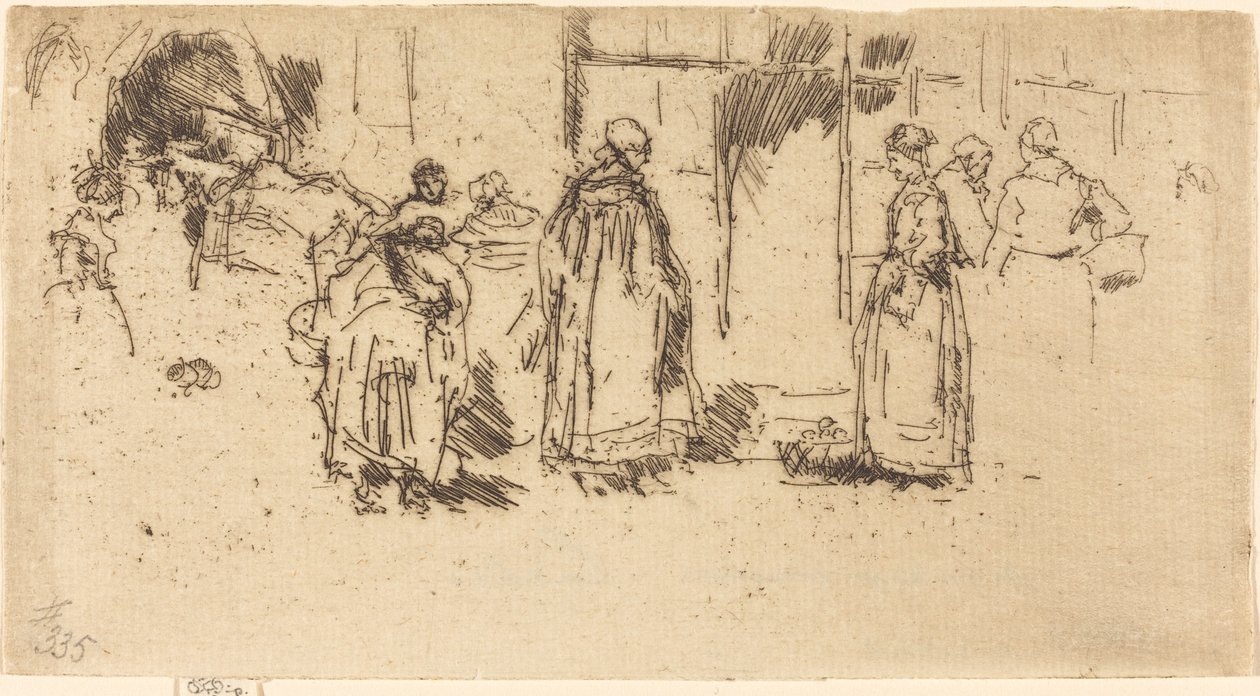 Fjærkremarked, Loches, 1888. av James Abbott McNeill Whistler