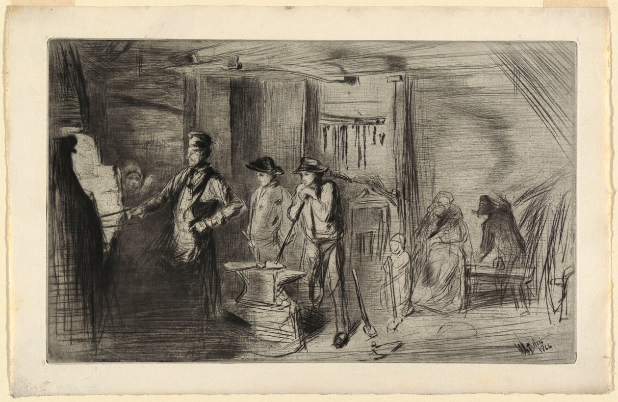 Print, The Forge, fra serien Etchings on the Thames og andre emner, 1861 av James Abbott McNeill Whistler