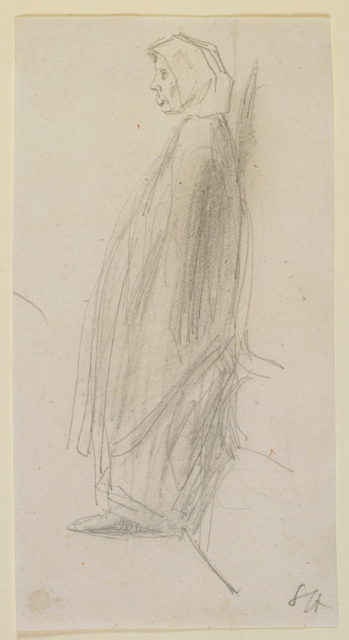 Profilskisse av en gammel kvinne stående, 1858. av James Abbott McNeill Whistler