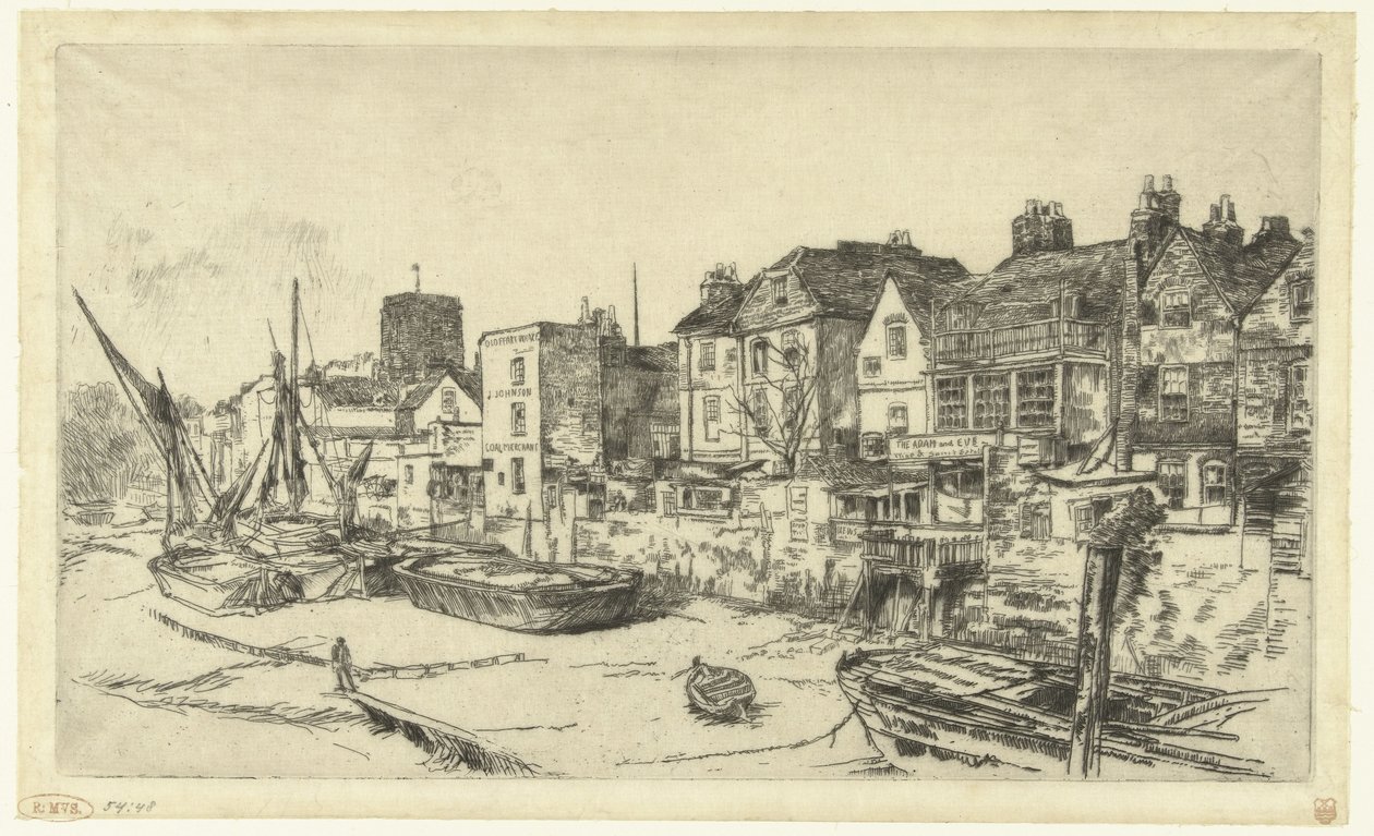 Pub på bredden av Themsen Adam og Eva av James Abbott McNeill Whistler