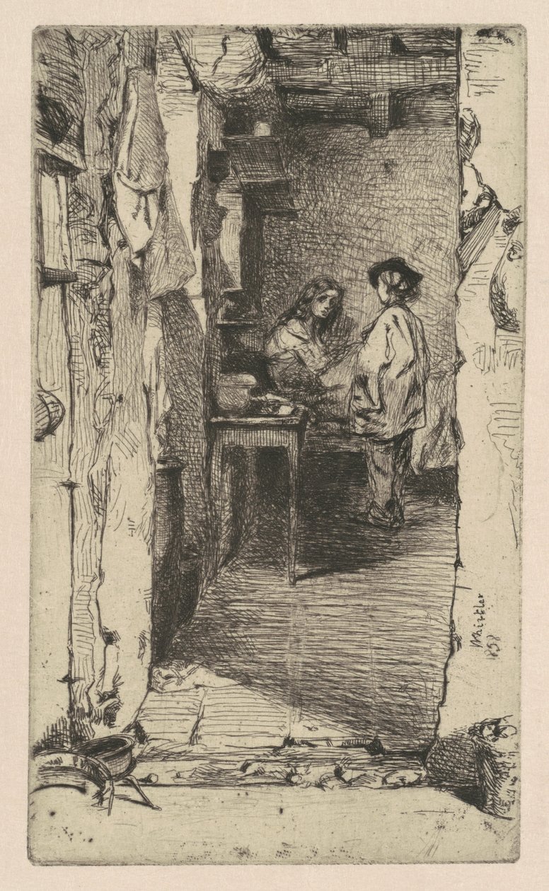 Rag Pickers, Mouffetard Quarter, Paris, 1858. av James Abbott McNeill Whistler