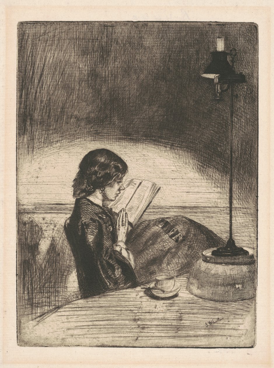 Lesing av Lamplight, 1859. av James Abbott McNeill Whistler