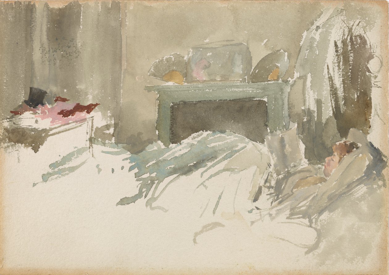 Hviler i sengen, 1883-1884. av James Abbott McNeill Whistler