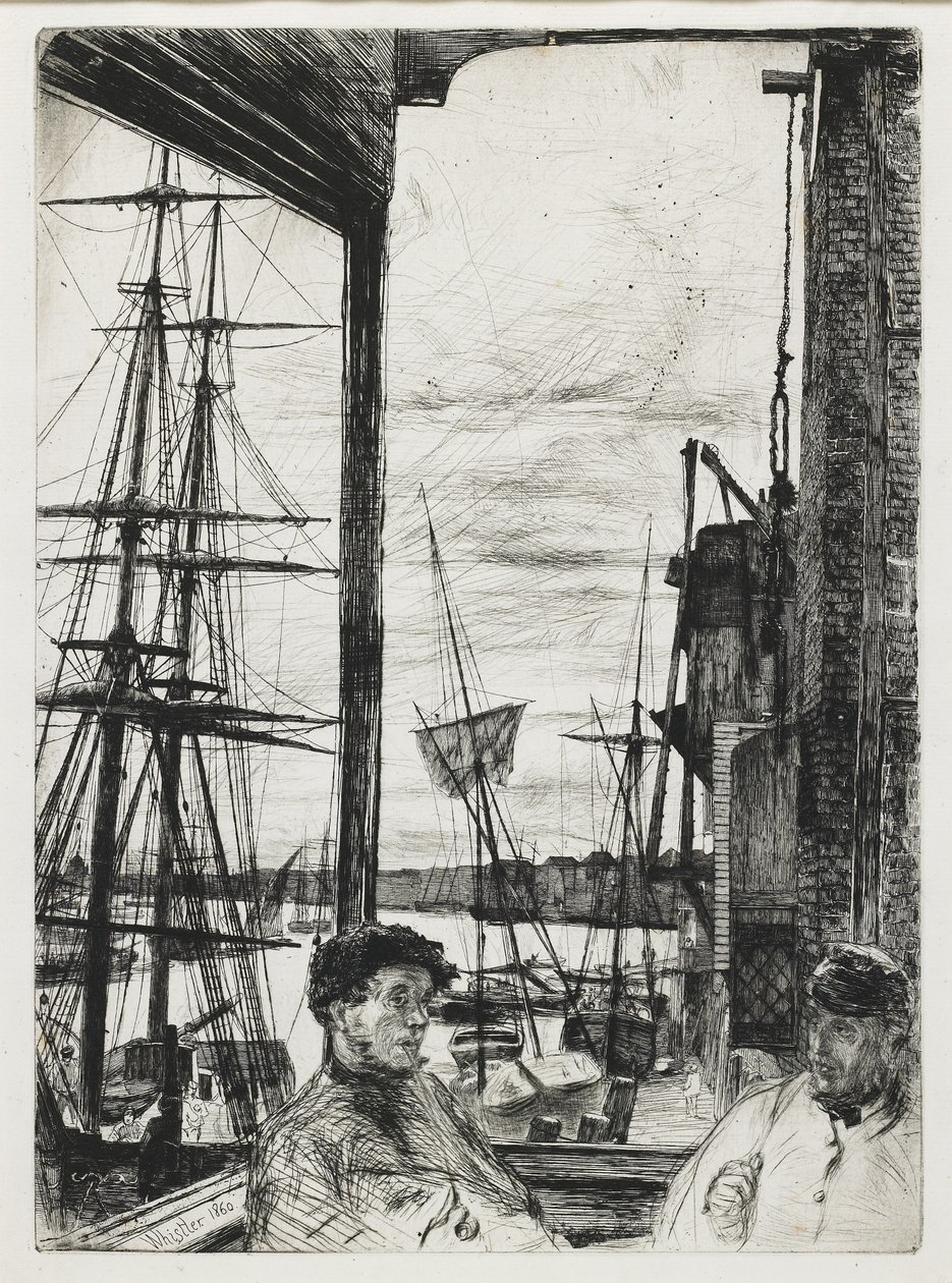 Rotherhithe fra "Sixteen Etchings of Scenes on Themsen and Other Subjects" av James Abbott McNeill Whistler