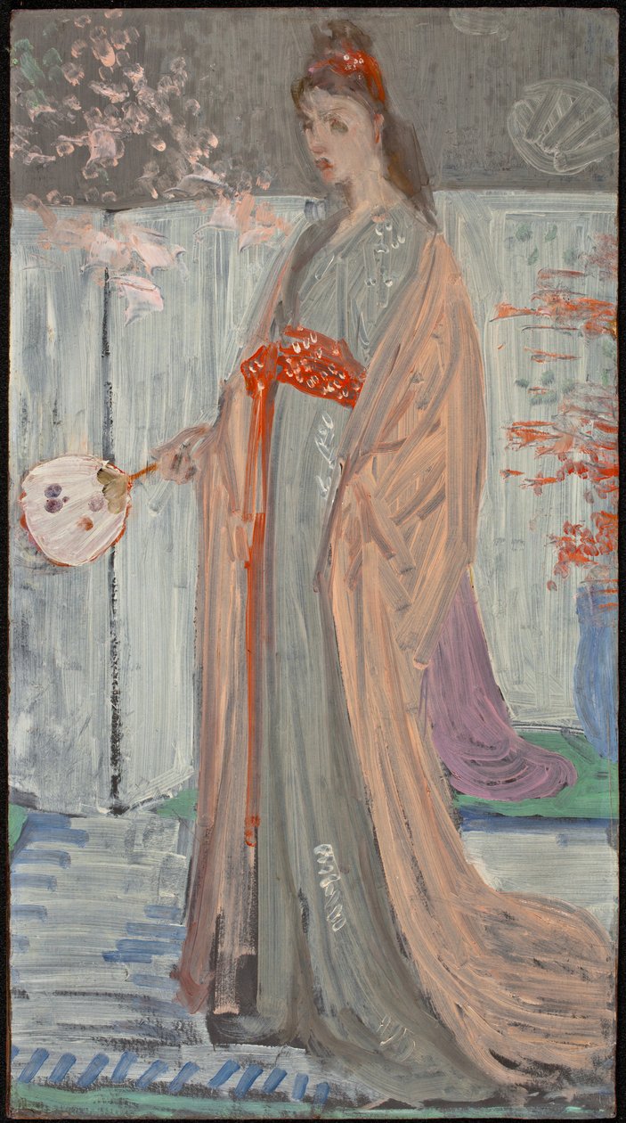 Sketch for Rose and Silver: The Princess of the Porcelain Country, 1863-64 (olje på fiberplater) av James Abbott McNeill Whistler