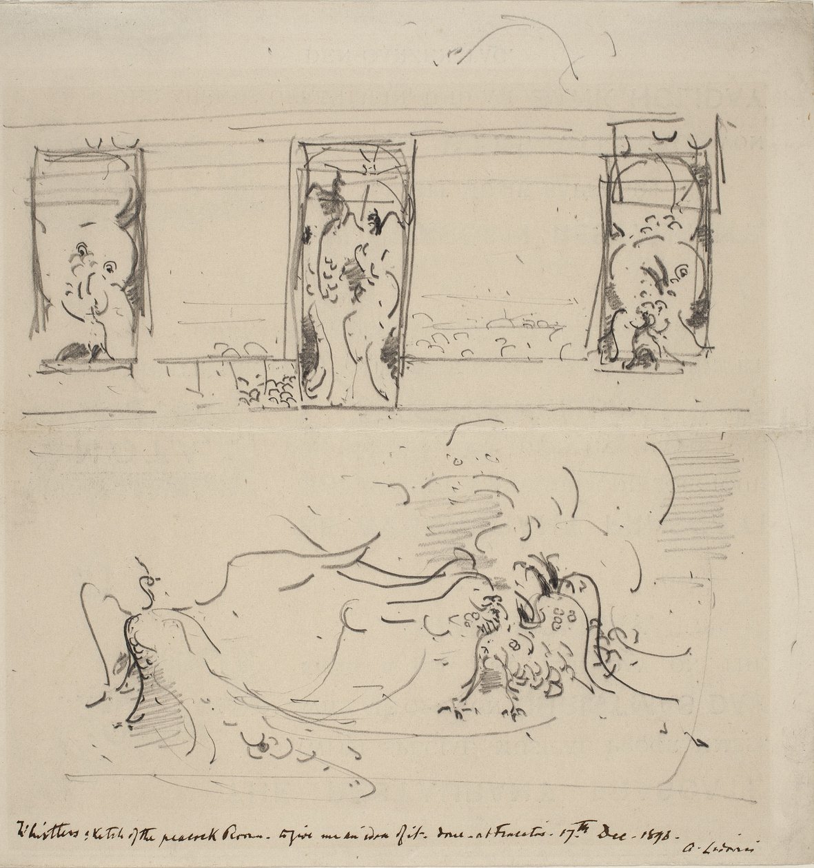 Skisse av påfuglrommet, 1898 av James Abbott McNeill Whistler