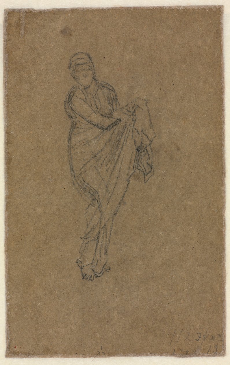 Stående kvinne som holder opp kjolen sin verso, ca. 1872. av James Abbott McNeill Whistler