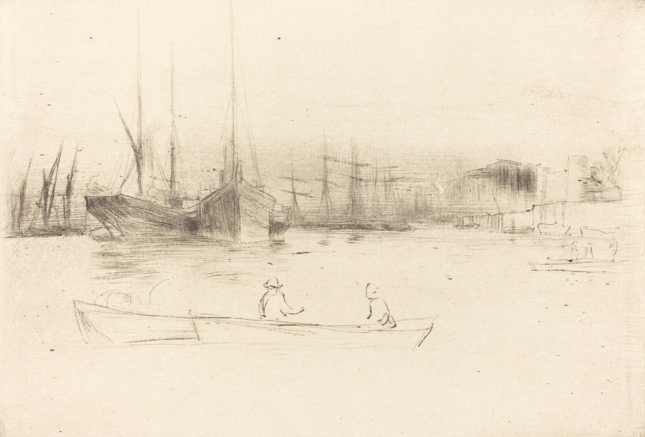 Bărci cu aburi de pe turn, 1875. norvegiană av James Abbott McNeill Whistler