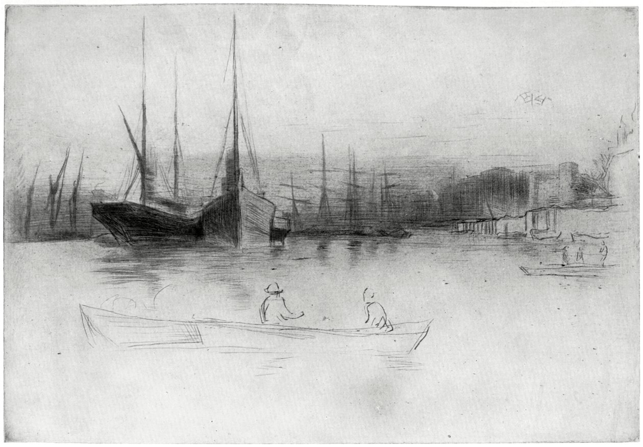 Dampbåter utenfor tårnet, 1875 1904. av James Abbott McNeill Whistler