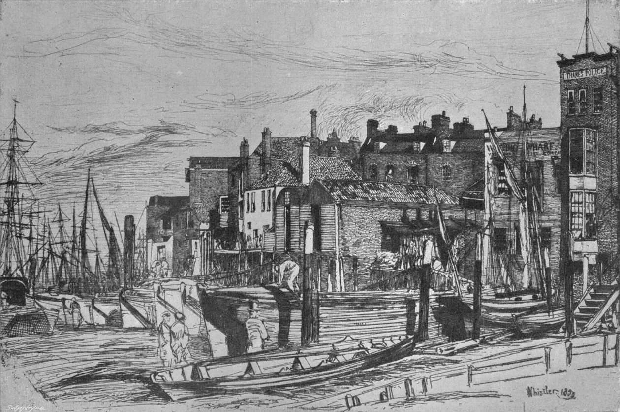 Thames Police kalte tidligere Wapping Wharf, 1859, 1903 av James Abbott McNeill Whistler