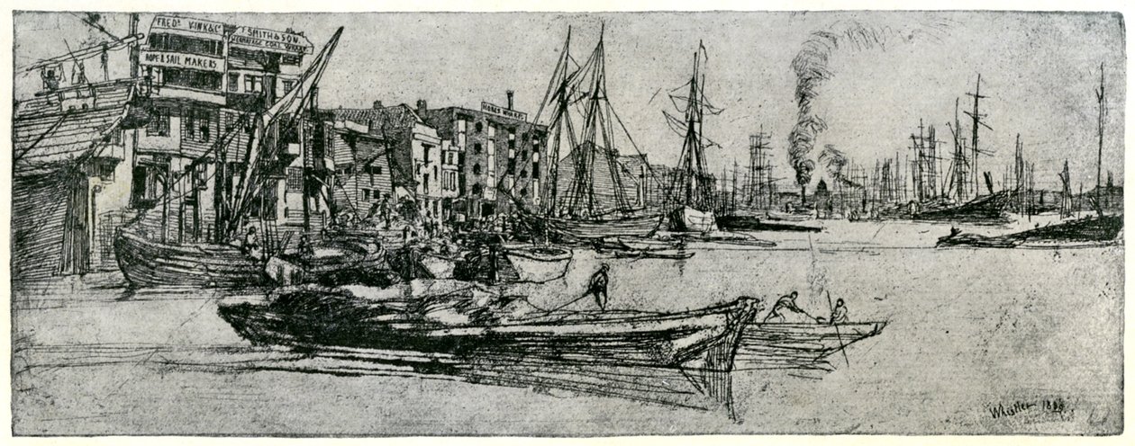 Thames Warehouse, 1800-tallet 1904. av James Abbott McNeill Whistler