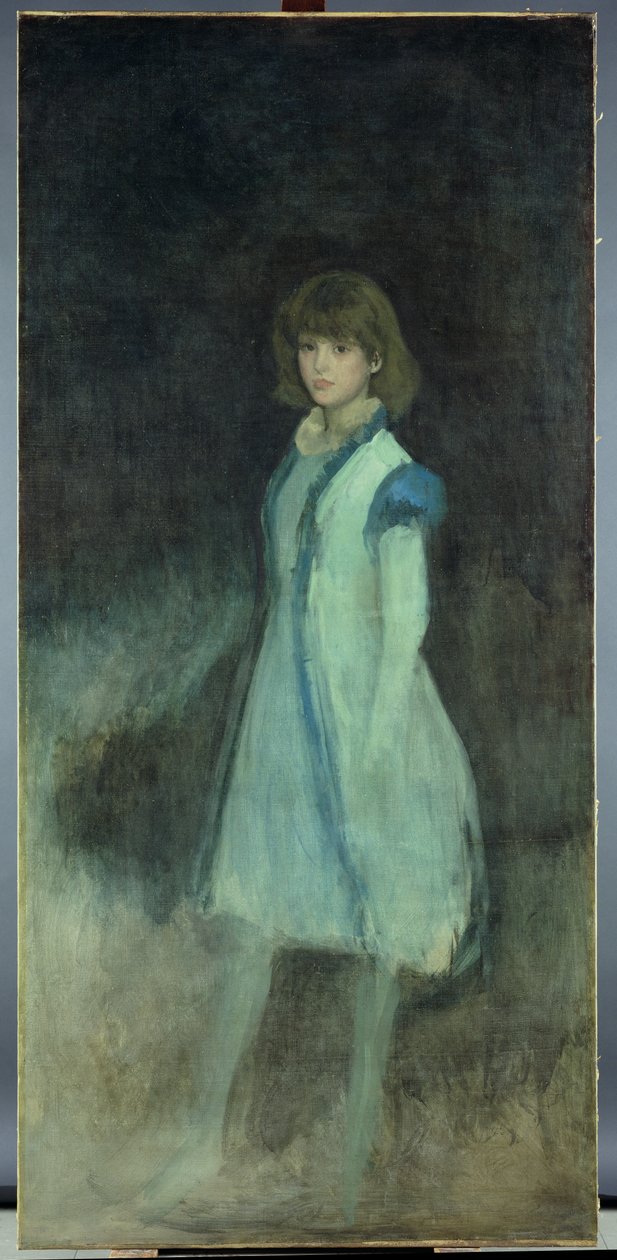 The Blue Girl: Portrait of Connie Gilchrist (1865-1946), ca. 1879 av James Abbott McNeill Whistler