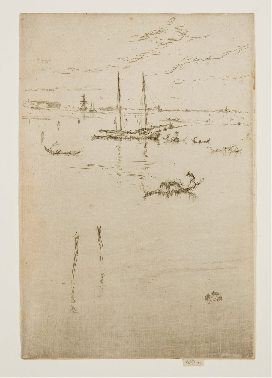 Den lille lagunen, fra de tolv etsningene, også kjent som det første Venezia-settet av James Abbott McNeill Whistler