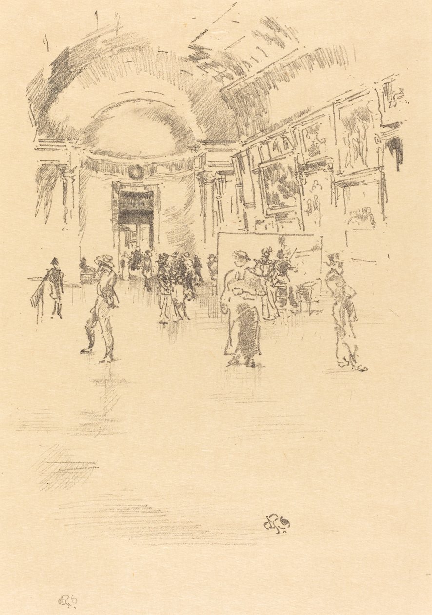 The Long Gallery, Louvre, 1894. av James Abbott McNeill Whistler