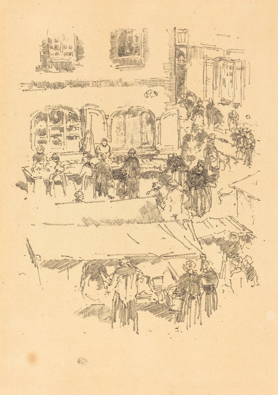 Markedsplassen, Vitré, 1893. av James Abbott McNeill Whistler