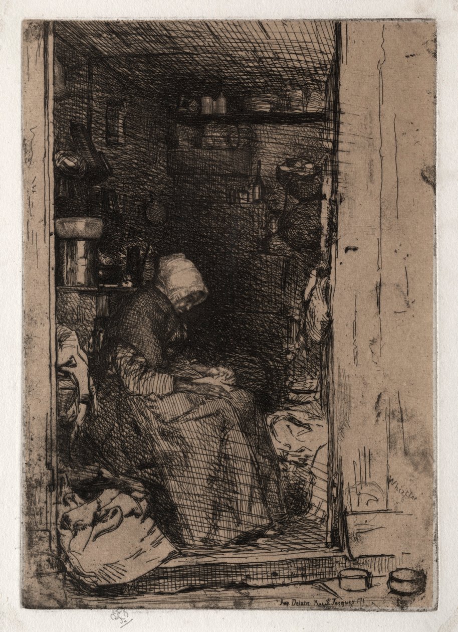 The Old Rag Woman, nr. 10 fra Twelves Etchings from Nature The French Set, 1858. av James Abbott McNeill Whistler