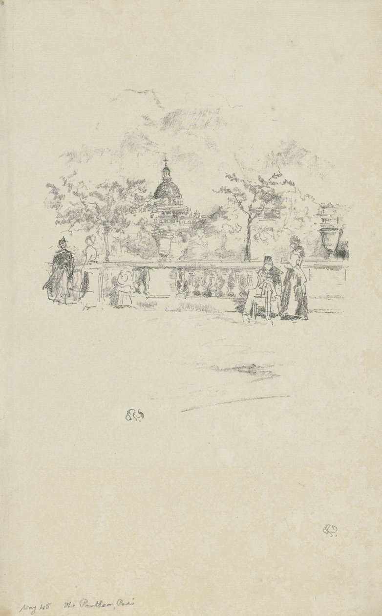 Pantheon, fra terrassen til Luxembourghagen av James Abbott McNeill Whistler