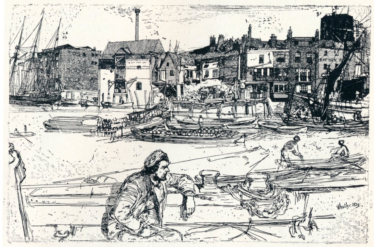 The Pool of London, 1859, 1904 av James Abbott McNeill Whistler