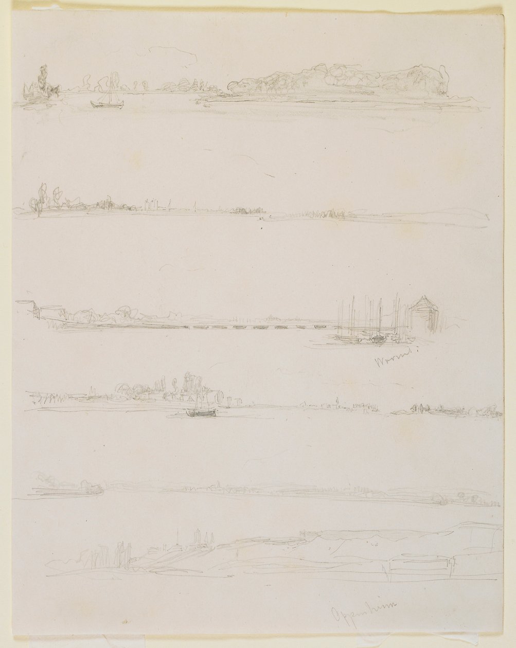 Rhinen, nær Worms og Oppeheim, 1858. av James Abbott McNeill Whistler