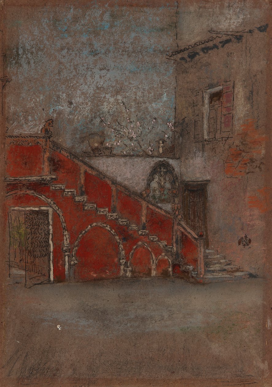 The Staircase: Note in Red, 1880. av James Abbott McNeill Whistler
