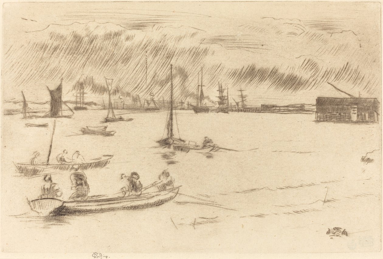 Tamisa spre Erith, c. 1877. norvegian av James Abbott McNeill Whistler