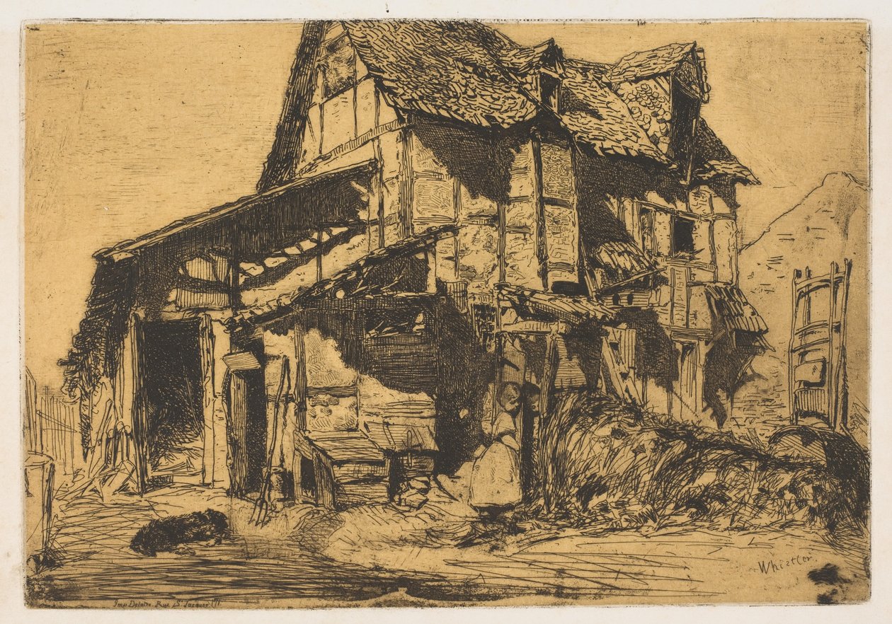 Den usikre leiegården Den gamle gården, 1858. av James Abbott McNeill Whistler
