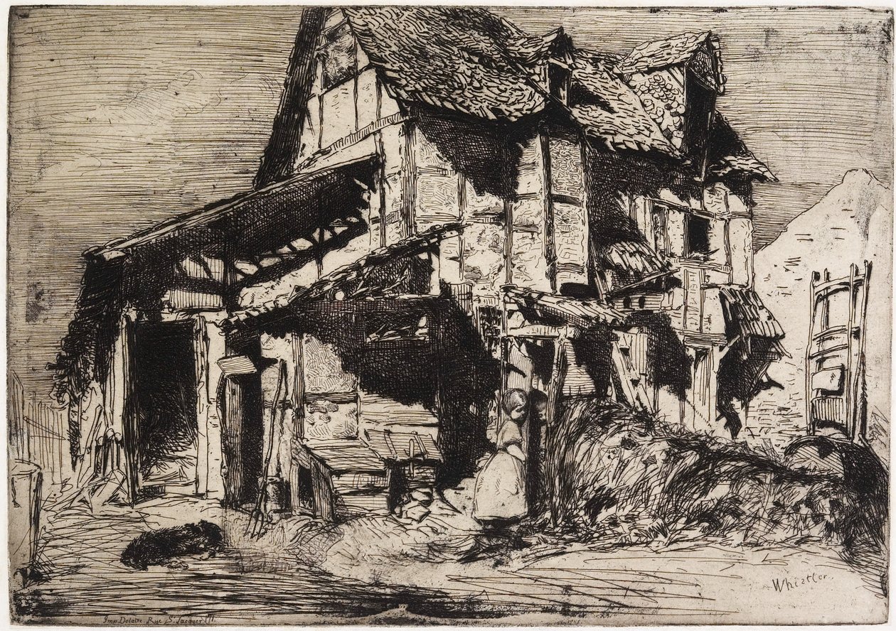 The Unsafe Tenement fra "Twelve Etchings from Nature" av James Abbott McNeill Whistler