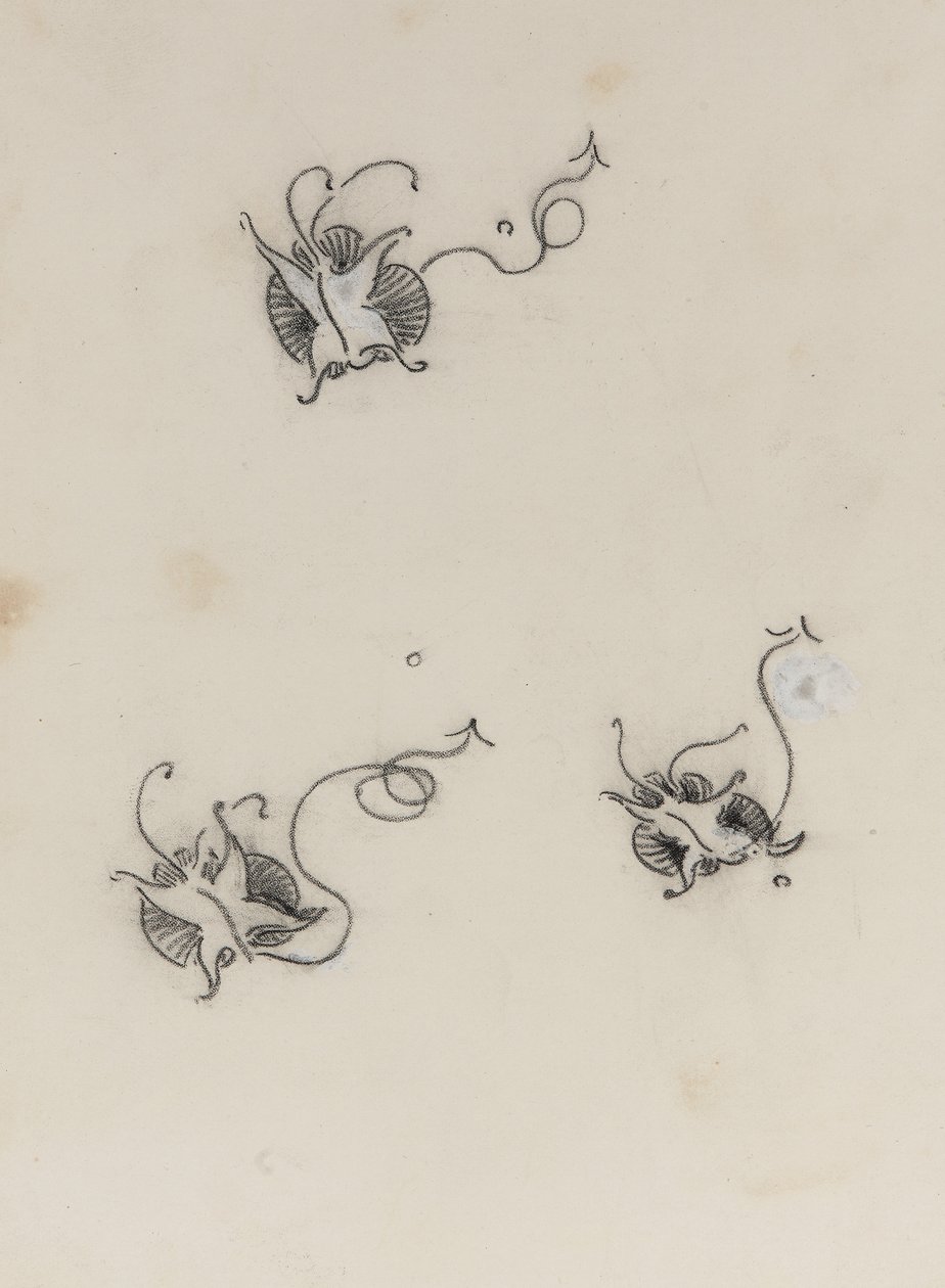 Three Whistler Butterflies (fargestift og kinesisk hvit på litografisk overføringspapir) av James Abbott McNeill Whistler