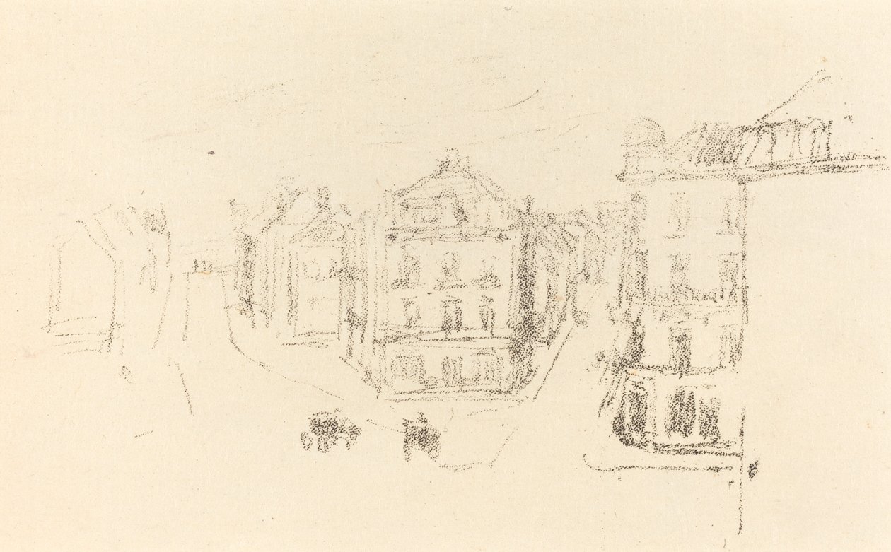 Prøveskisse: Grand Rue, Dieppe, ca. 1891. av James Abbott McNeill Whistler
