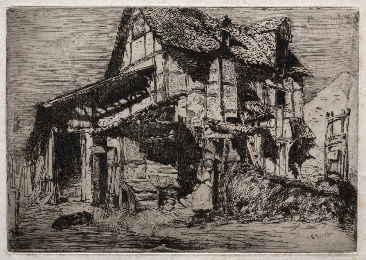 Tolv etsninger fra naturen: The Unsafe Tenement, 1858. av James Abbott McNeill Whistler